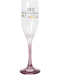 BFF Best Friend Forever - Champagneglass med Rosa Stett