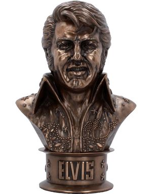 Lisensiert Bronsefarget Elvis Presley Byste 33 cm