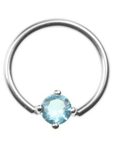 BCR Piercing med Lys Blå Sten