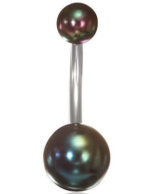 Lekker Navlepiercing med Metallic Perlekuler i Akryl