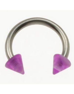 Rund Øyenbrynspiercing med Lilla Spike Kuler - 1.2 x 8 mm
