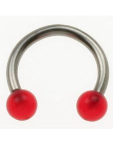 Rund Øyenbrynspiercing med Røde Kuler - 1.2 x 8 mm