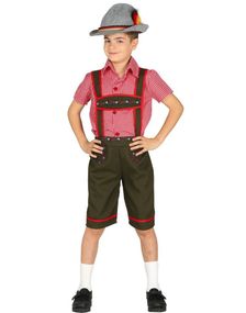 Rødt og Grønt Oktoberfestkostyme til Gutt