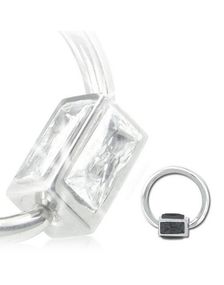 BCR Piercing med Firkantet Svart Sten - 1.2 mm x 12 mm
