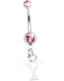 Navlepiercing med Bokstaven Y & Rosa Stener