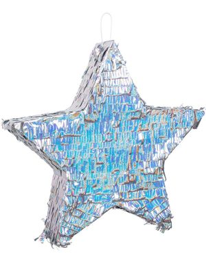 Iriserende Glitrende Sølvfoliert Stjerne Pinata 55x41 cm
