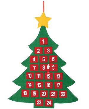 Juletreformet Julekalender med 24 Lommer 69 cm