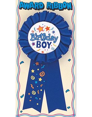 Birthday Boy - Royal Blå Premie-Rosett 14x7,5 cm