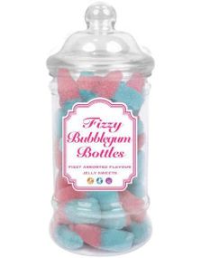 Zed Candy Fizzy Bubblegum Bottles Boutique Jar - Brusende Bubblegum Colaflasker i Flott Krukke 300 gram