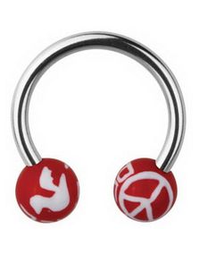Peace Øyenbrynspiercing - Red - 1.2 x 10 mm