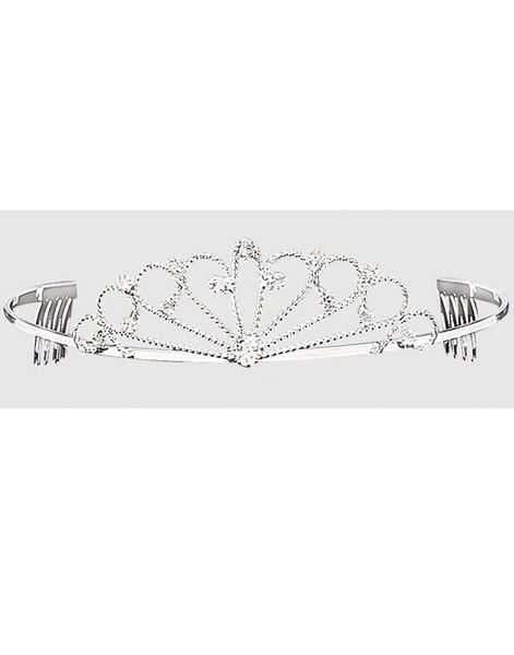Yndig Prinsesse Tiara m/Glitrende Stener - Sølvfarget