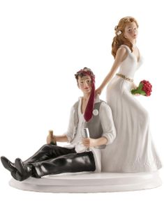 Kaketopp til Bryllup - Morsomt Brudepar 14 cm