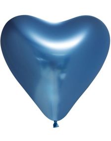 6 stk 30 cm - Glossy Blå Hjerteballonger