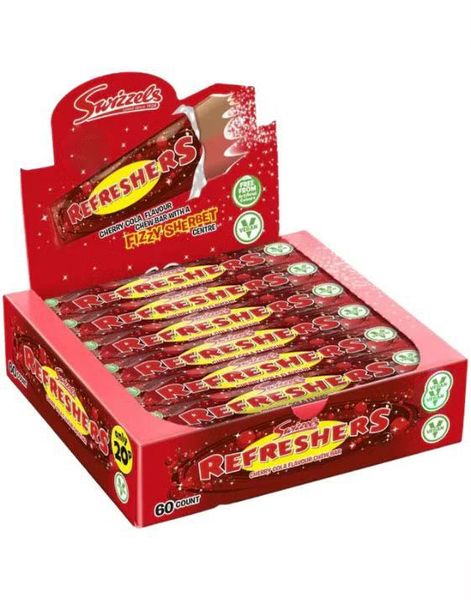 60 stk Swizzels Refreshers Chew Bar med Kirsebær og Colasmak - Hel Eske 1,08 kg