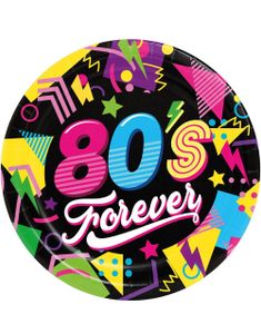 6 stk 80`s Forever Papptallerkener 23 cm