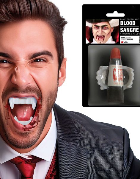 Vampyrtenner med Over- og Underkjeve og Blod 15 ml