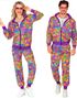 Unisex UV Glow Lilla Groovy Hippie Grilldress til Voksen - Small