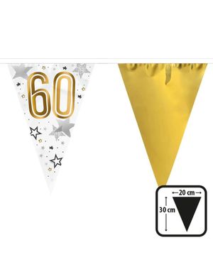 60 År - Stjernemønstret og Gullfarget Banner 6 Meter