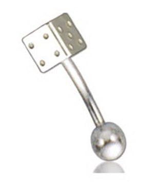 Silver Cube 1.2 x 8 mm med 3 mm Kule Øyenbrynspiercing