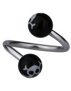 Øyenbrynspiercing med Dødninghoder - Svart/Hvit - 1.2 x 10 mm