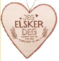 Hjerteformet Treskilt med Tekst