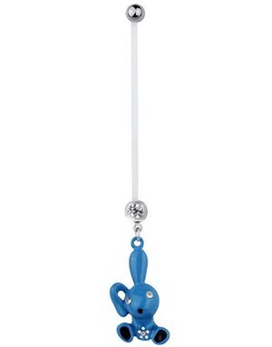 Navlepiercing For Gravide med Blå Kanin & Sten