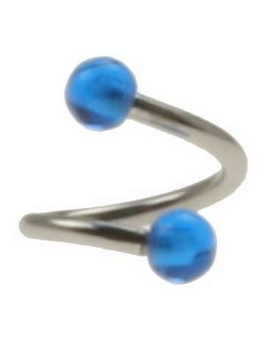 Curve Øyenbrynspiercing med Blå Kuler - 1.2 x 8 mm