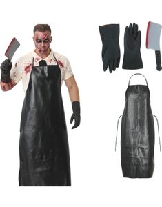 Slakter Kostymesett med Forkle, Hansker og Kniv
