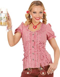 Rød og Hvit Rutete Oktoberfestskjorte til Dame