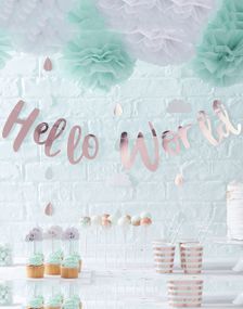Rosè Gullfarget Banner 1,5 Meter - Hello World