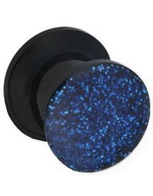 Glitter Away Blue - Svart Piercing Plugg