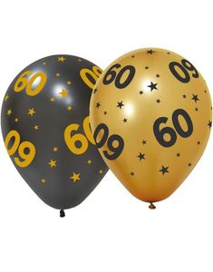 6 stk 90 års Feiring Ballonger 30 cm - Svart og Gull