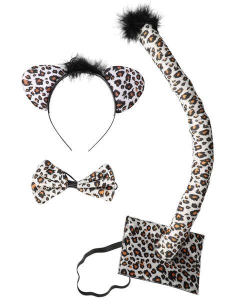 Klassisk Leopard Kostymesett med Ører, Sløyfe og Hale