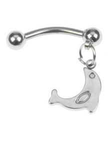 Banan Øyenbrynspiercing med Hengende Delfin - 1,2 x 9 mm