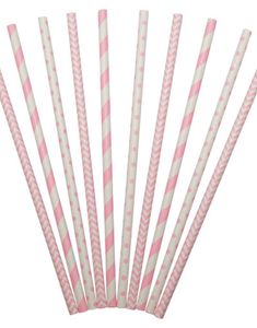24 stk Lys Rosa Papirsugerør