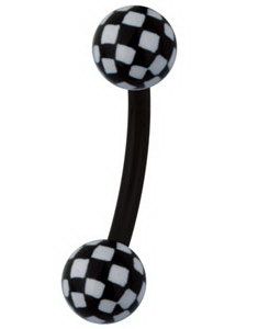 Øyenbrynspiercing med Sjakkmønster - Svart/Hvit - 1.2 x 8 mm