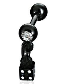 Hanging Dice - Svart Fake Piercing
