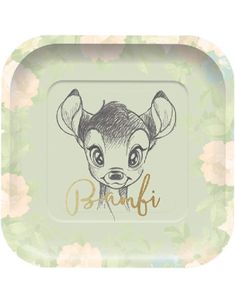 4 stk Firkantet Papptallerkener 24 cm - Bambi