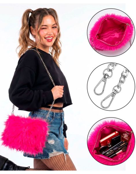 Rosa Skulderveske i Plysj