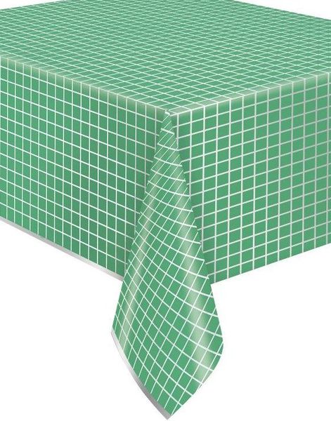 Sølv og Lys Grønn Rutete Plastduk 137x213 cm