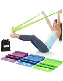 3 stk Forskjellig Fargede Fitness Mobility Latex Treningsbånd i Nylonbag