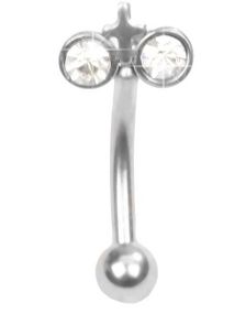 Øyenbrynspiercing med Klare Stener og Kors - 1.2 x 8 mm