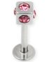 Tøff Labret med Firkantet Kule med Rosa Stener