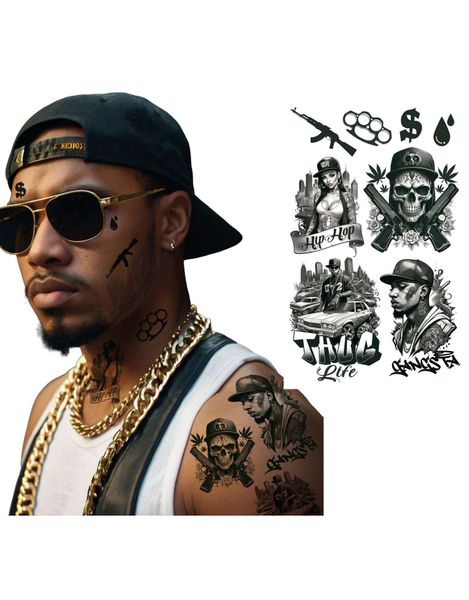 Thug/Gangster - 8 Midlertidige Tatovering