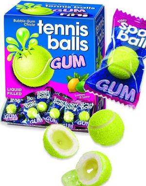 200 stk Tennis Balls / Tyggegummi med Flytende Kjerne - Fini - Hel Eske