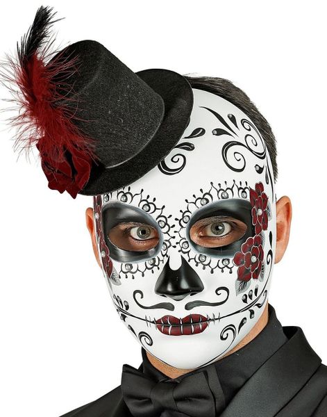 Day of the Dead Maske med Hatt og Fjær