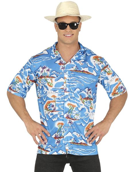 Blå Hawaiiskjorte Til Herre