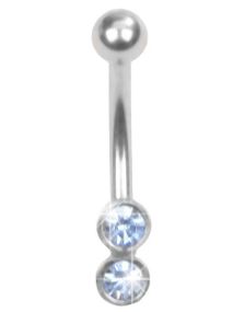 Two Stones - Øyenbrynspiercing med Blå Stener - 1.2 x 8 mm