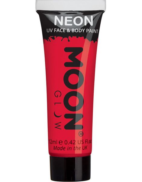 Rød Neon UV/Blacklight Ansikt- og Kroppsmaling 12 ml