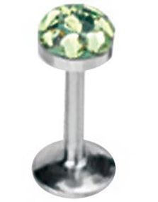 Labret med Glitrende Grønne Stener - 1,2 x 8 mm